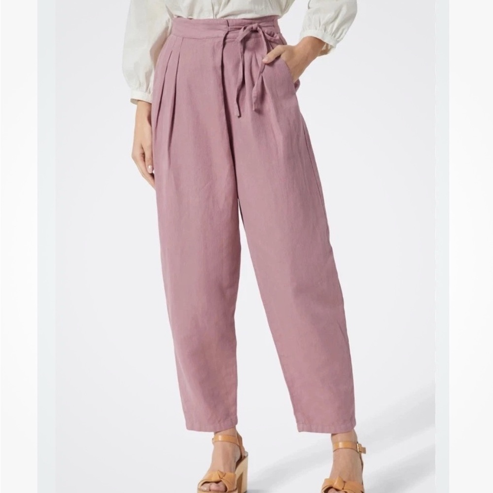 NEW Joie 2 Purple Wilmont Pants ~ Pleated Tapered Ankle Linen High Waist Classic